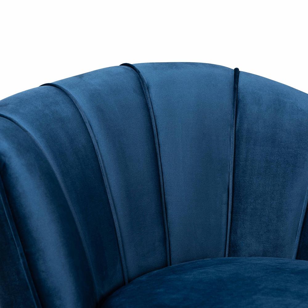 Kailyn Glam and Luxe Navy Blue Velvet Fabric Upholstered and Gold Finished Sofa. Picture 14