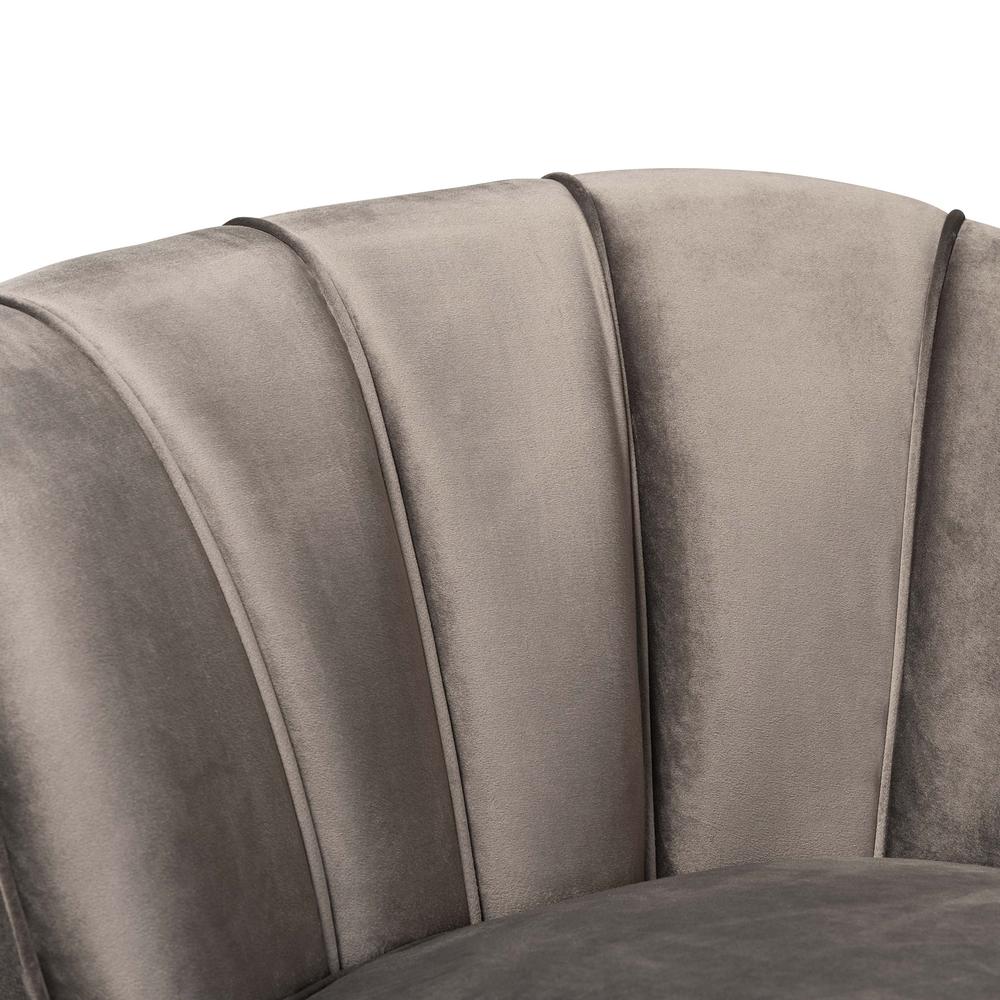 Kailyn Glam and Luxe Grey Velvet Fabric Upholstered and Gold Finished Sofa. Picture 14