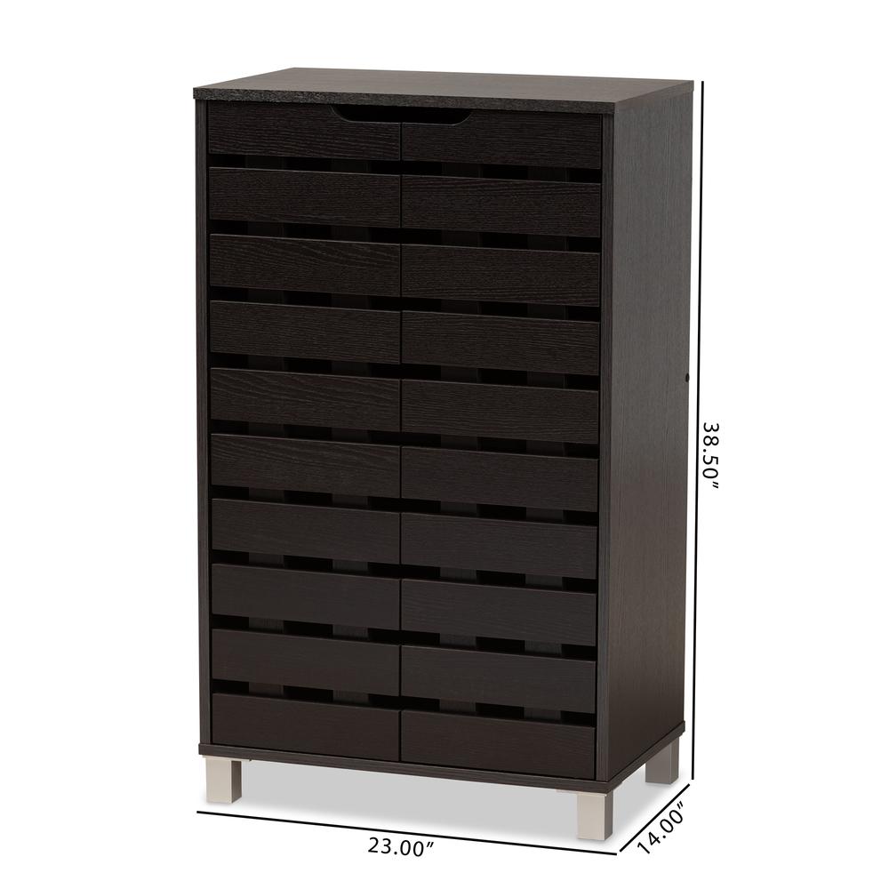 Dark Brown Finished Wood 2-Door Shoe Storage Cabinet. Picture 20