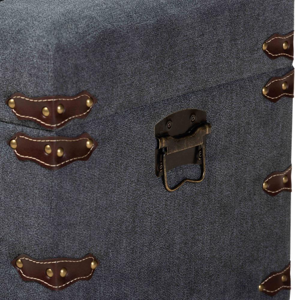 Transitional Grey Fabric Upholstered Storage Trunk Ottoman. Picture 18
