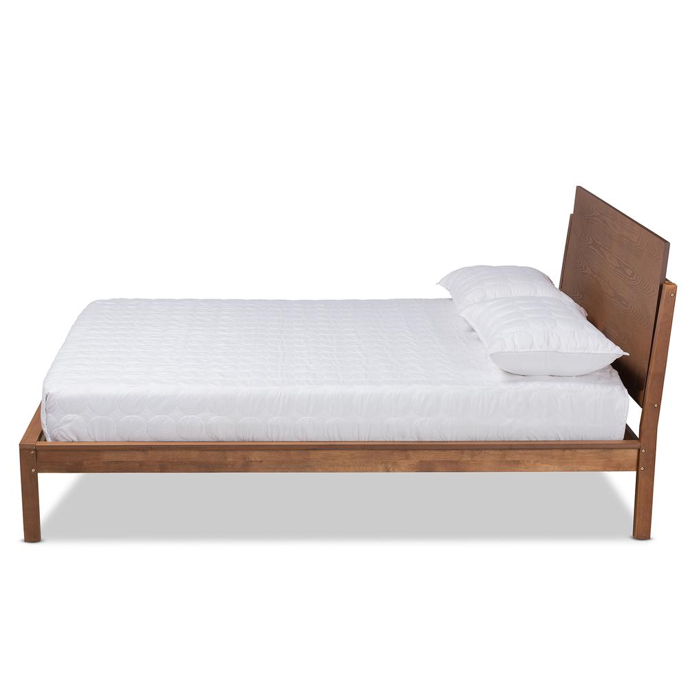 Giuseppe Modern and Contemporary Walnut Brown Finished Full Size Platform Bed. Picture 12