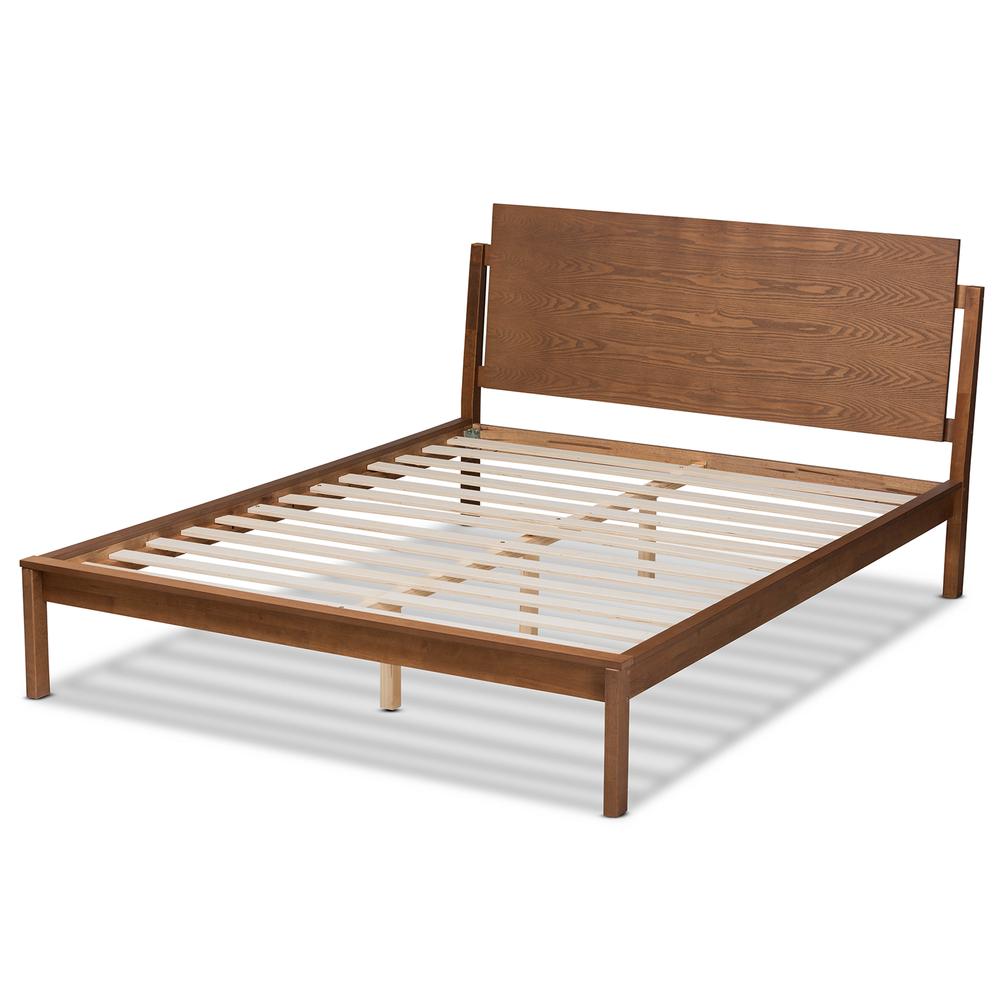 Giuseppe Modern and Contemporary Walnut Brown Finished Full Size Platform Bed. Picture 13