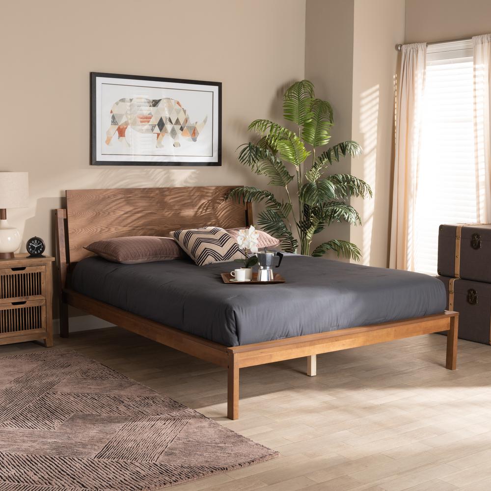 Giuseppe Modern and Contemporary Walnut Brown Finished Full Size Platform Bed. Picture 16