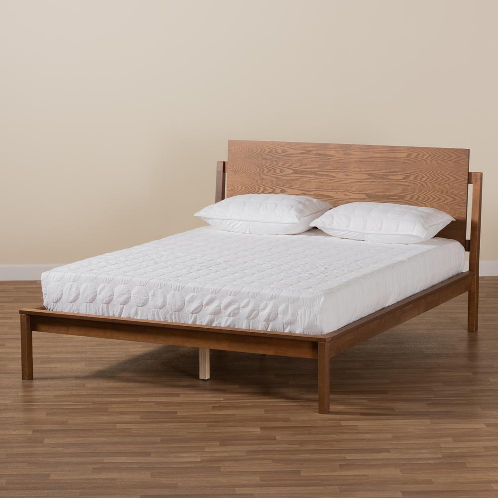 Giuseppe Modern and Contemporary Walnut Brown Finished Full Size Platform Bed. Picture 17