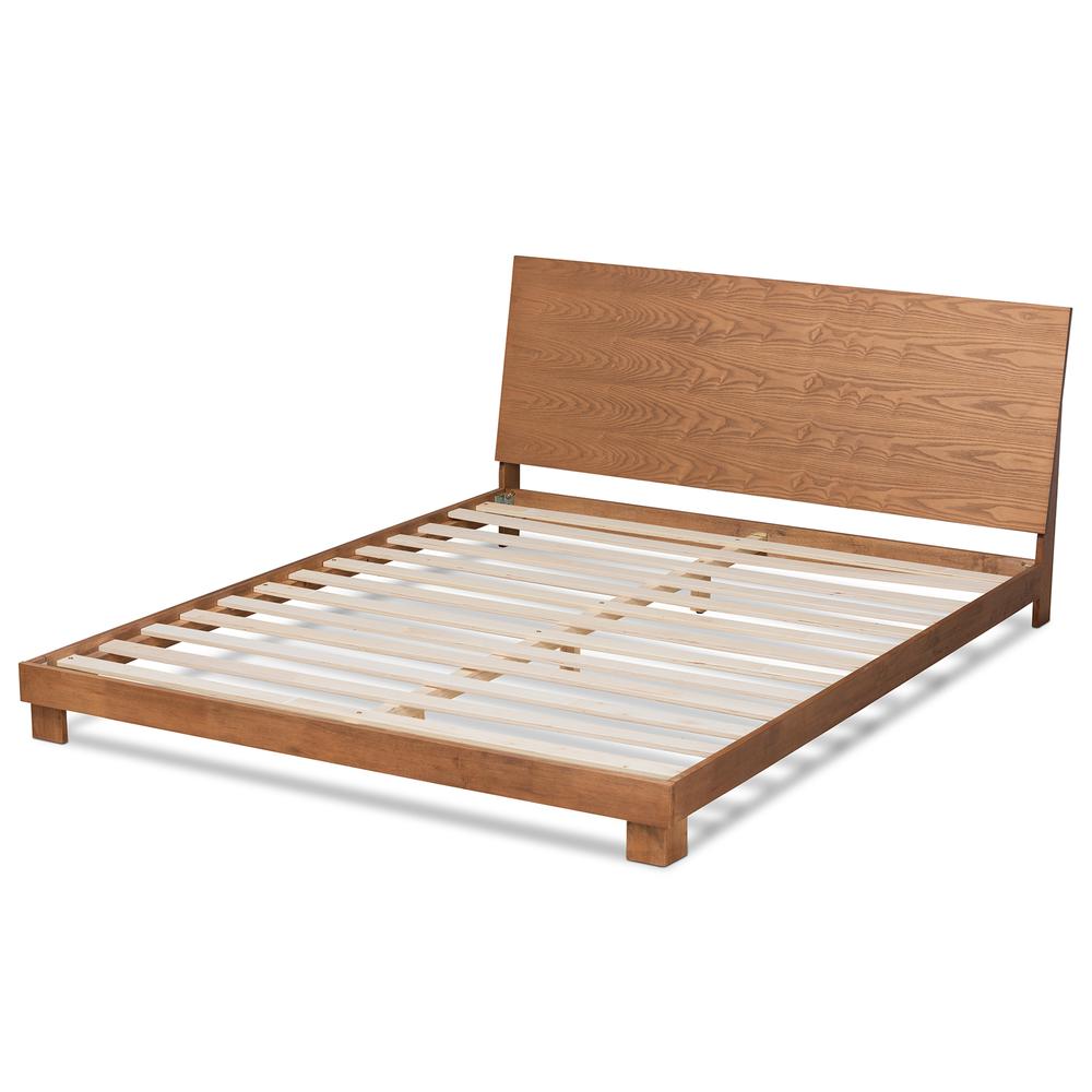 Haines Modern and Contemporary Walnut Brown Finished Wood Full Size Platform Bed. Picture 13