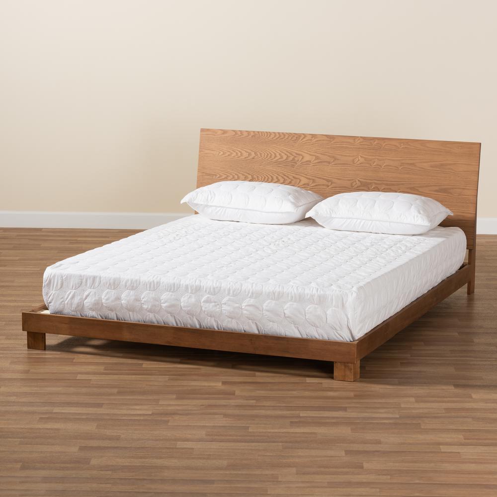Haines Modern and Contemporary Walnut Brown Finished Wood Full Size Platform Bed. Picture 17