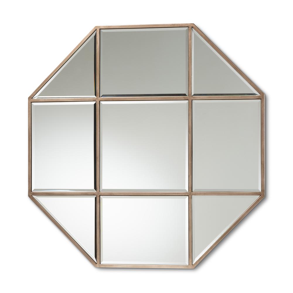 Antique Bronze Finished Metal Geometric Accent Wall Mirror. Picture 4