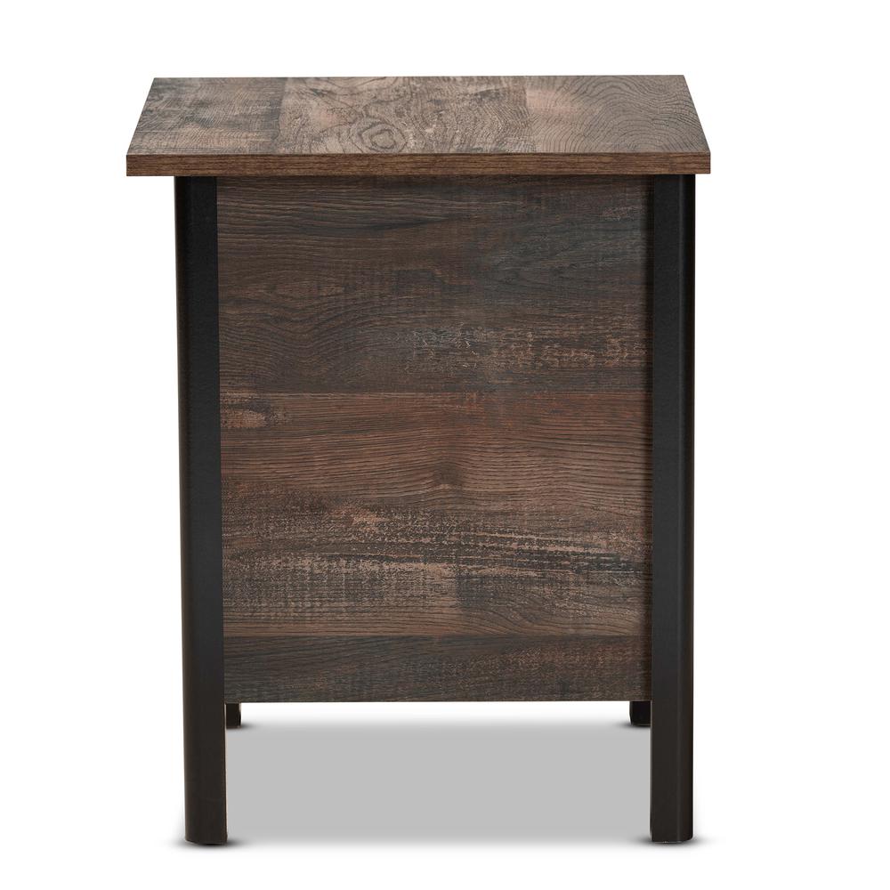 Two-Tone Rustic Brown and Black Finished Wood Nightstand. Picture 12