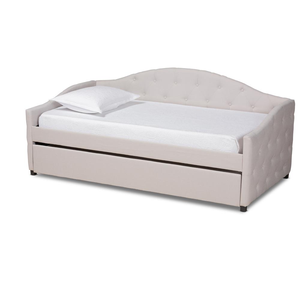 Transitional Beige Fabric Upholstered Twin Size Daybed with Trundle. Picture 12