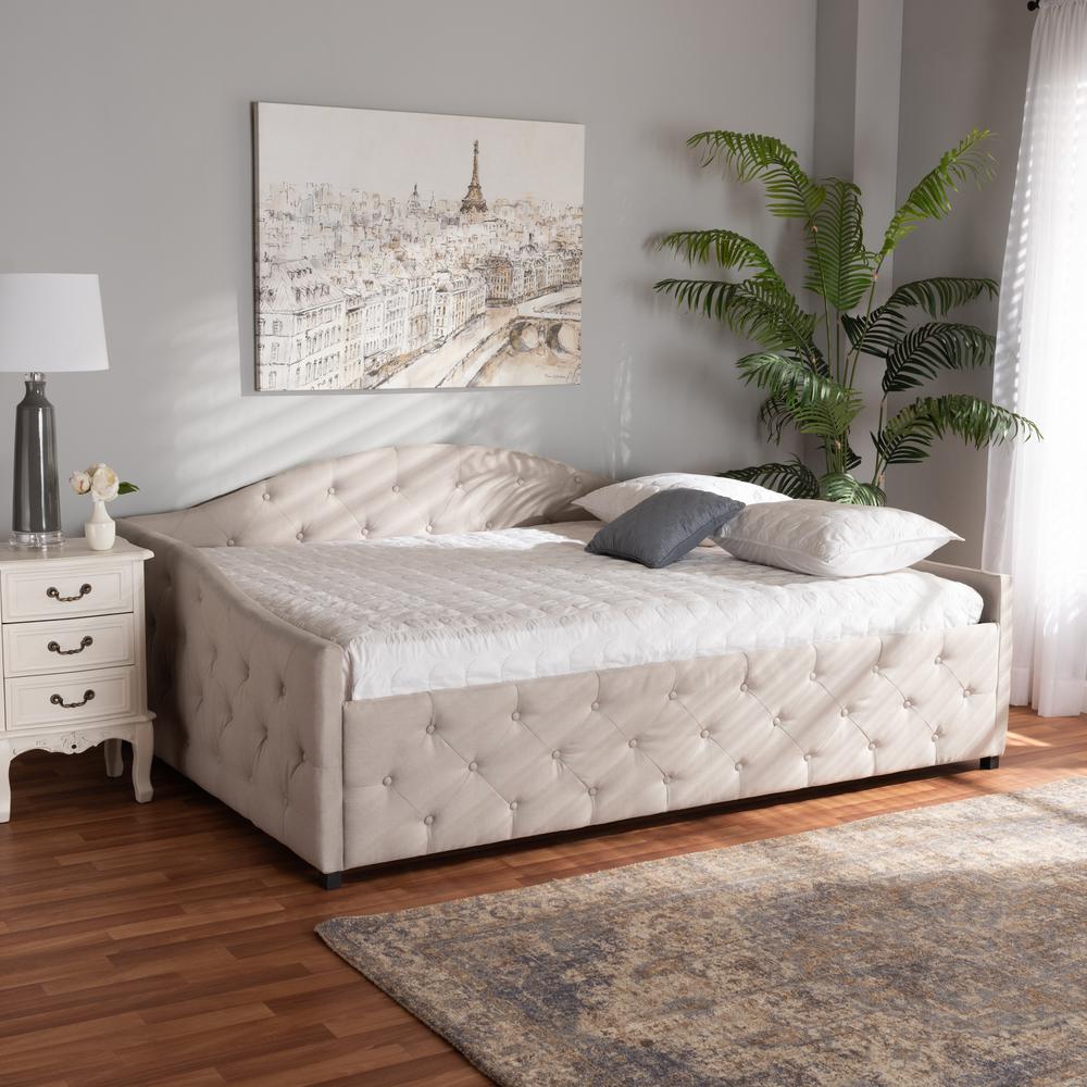 Transitional Beige Fabric Upholstered Full Size Daybed. Picture 15