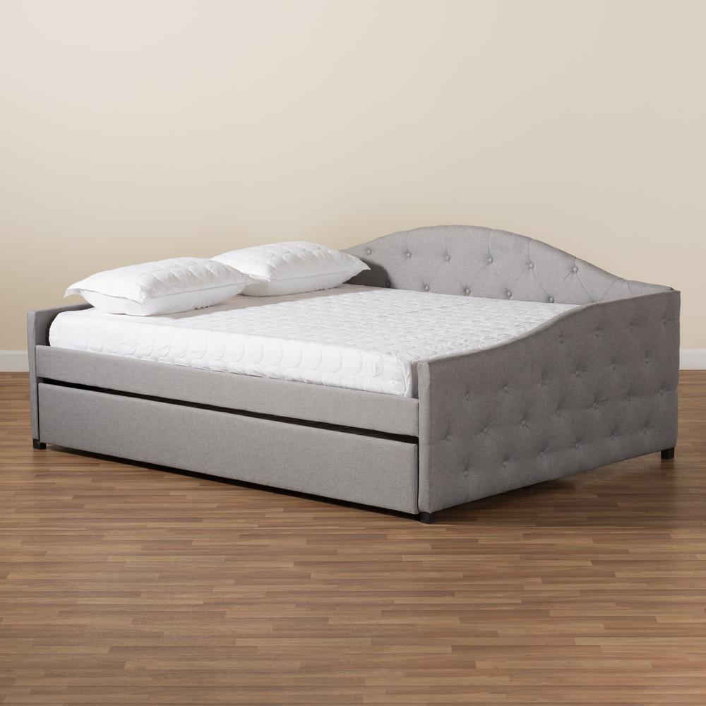 Transitional Grey Fabric Upholstered Full Size Daybed with Trundle. Picture 22