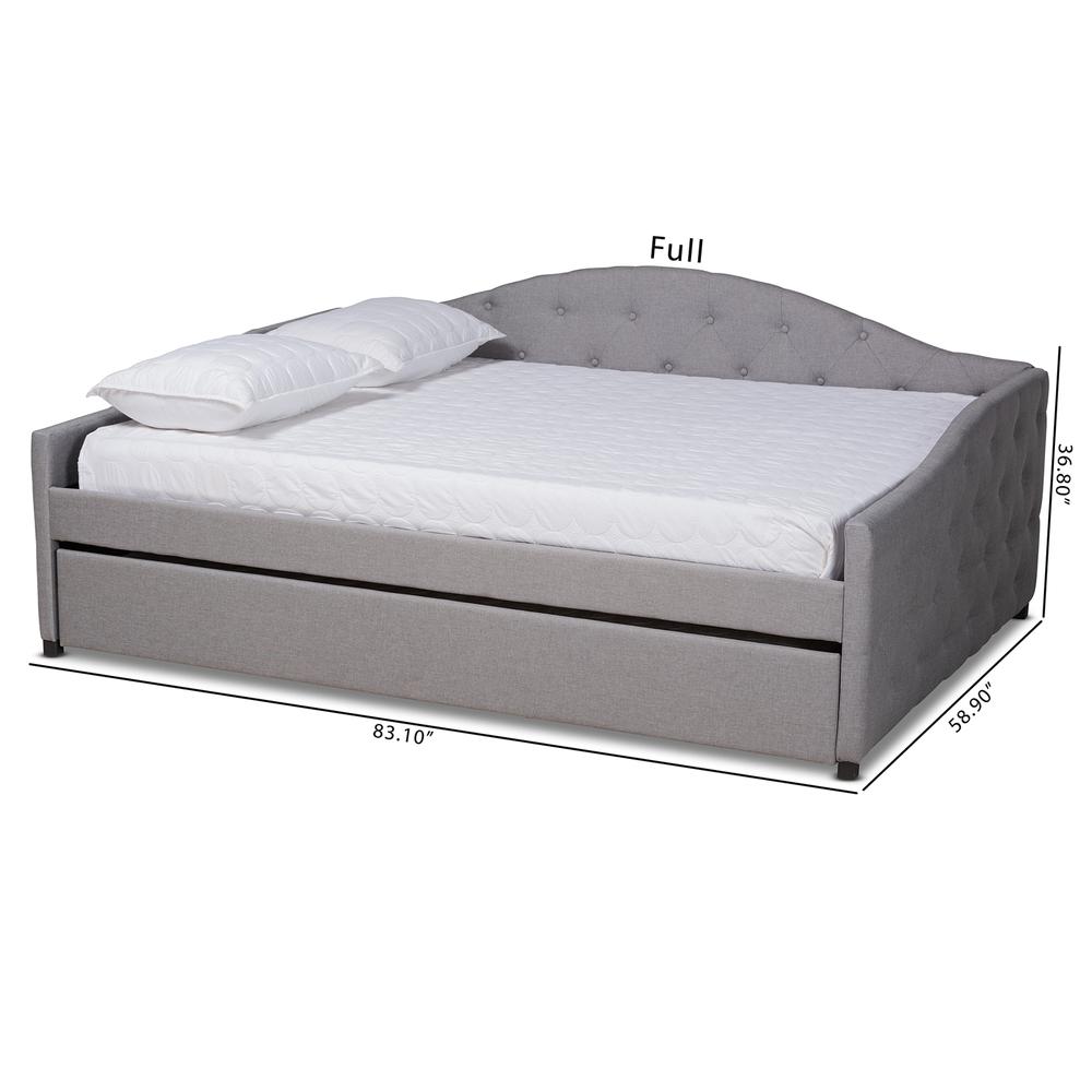 Transitional Grey Fabric Upholstered Full Size Daybed with Trundle. Picture 23