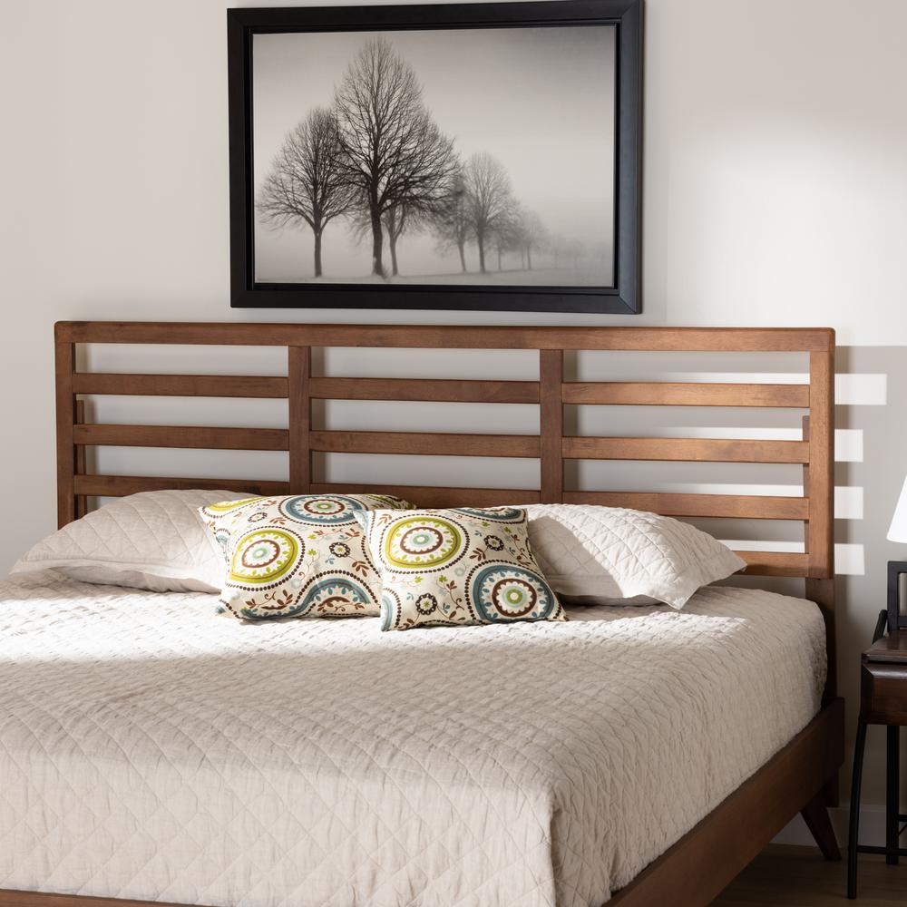Akemi Modern and Contemporary Ash Walnut Finished Wood King Size Headboard. Picture 9