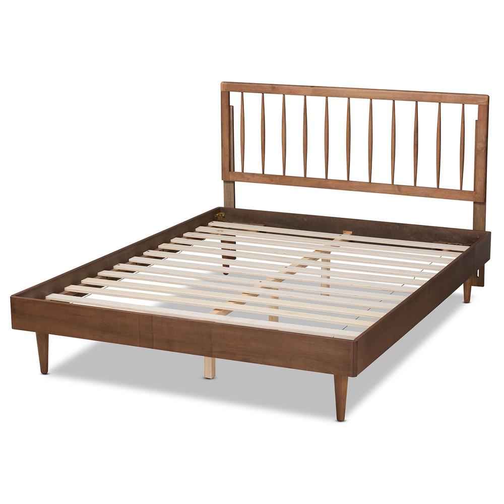 Sora Mid-Century Modern Ash Walnut Finished Wood Full Size Platform Bed. Picture 14