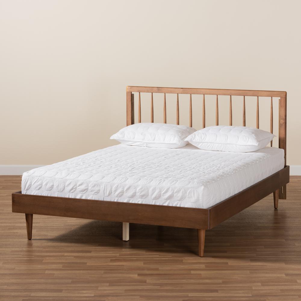 Sora Mid-Century Modern Ash Walnut Finished Wood Full Size Platform Bed. Picture 18