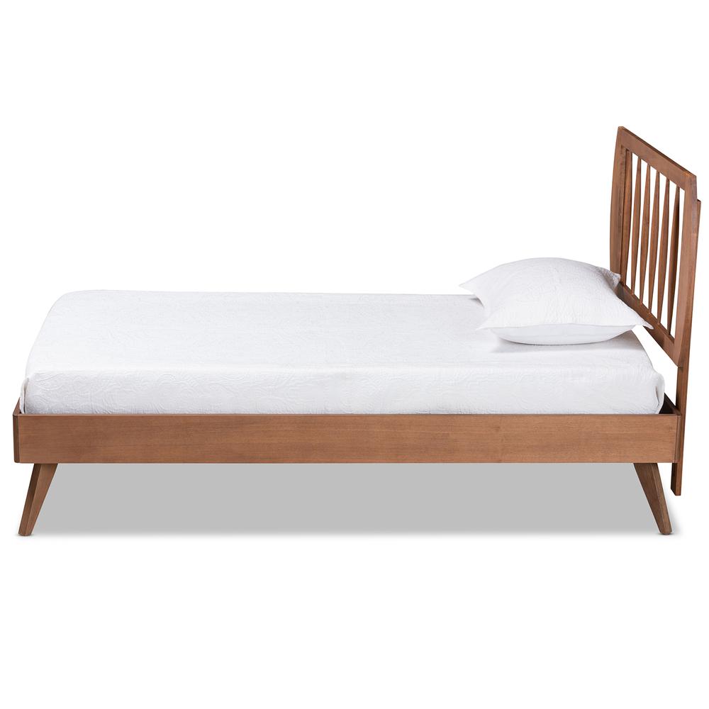 Emiko Modern and Contemporary Walnut Brown Finished Wood Twin Size Platform Bed. Picture 11