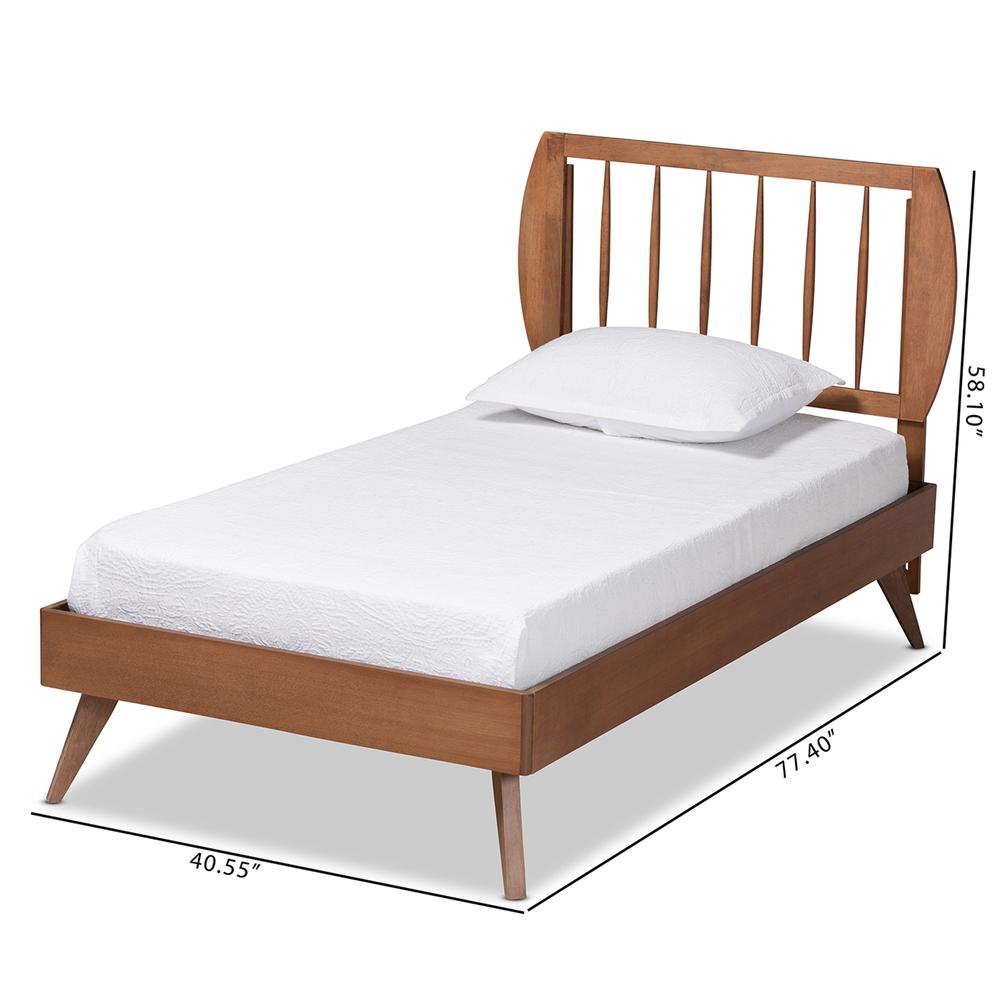 Emiko Modern and Contemporary Walnut Brown Finished Wood Twin Size Platform Bed. Picture 17