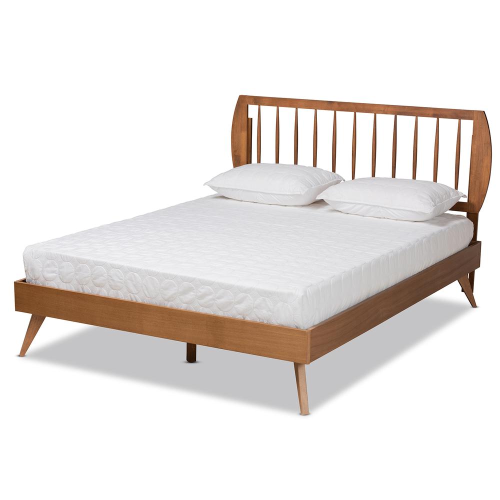 Emiko Modern and Contemporary Walnut Brown Finished Wood Full Size Platform Bed. Picture 12