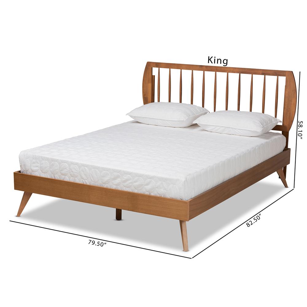 Emiko Modern and Contemporary Walnut Brown Finished Wood Full Size Platform Bed. Picture 21