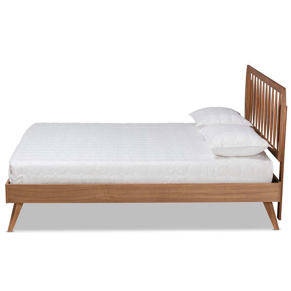 Emiko Modern and Contemporary Walnut Brown Finished Wood Full Size Platform Bed. Picture 13