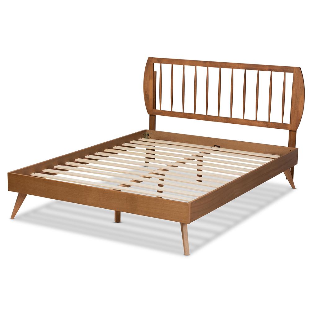 Emiko Modern and Contemporary Walnut Brown Finished Wood Full Size Platform Bed. Picture 14