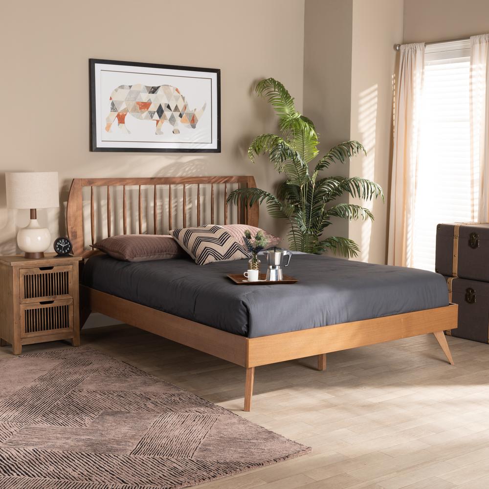 Emiko Modern and Contemporary Walnut Brown Finished Wood Full Size Platform Bed. Picture 17