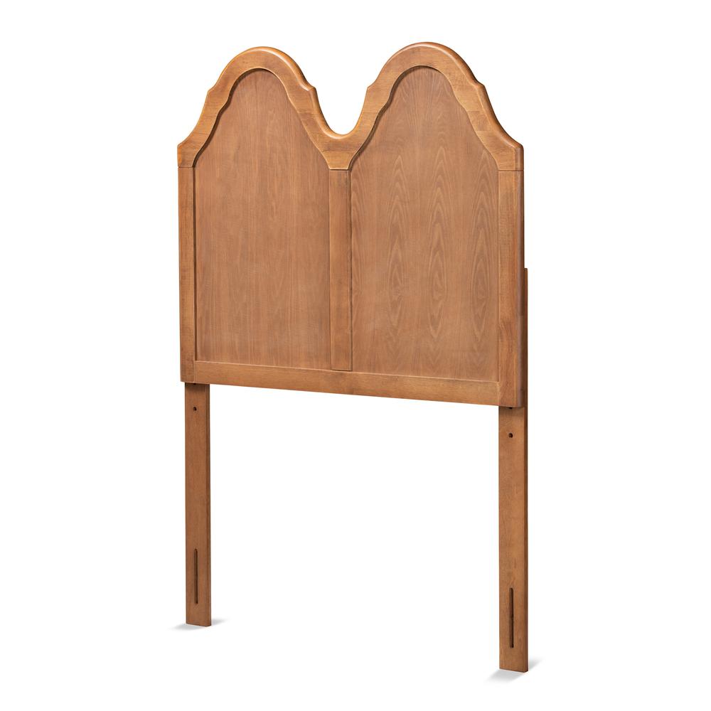 Traditional Ash Walnut Finished Wood Twin Size Arched Headboard. Picture 7