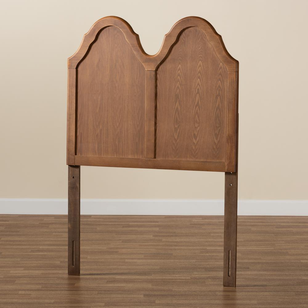 Traditional Ash Walnut Finished Wood Twin Size Arched Headboard. Picture 10