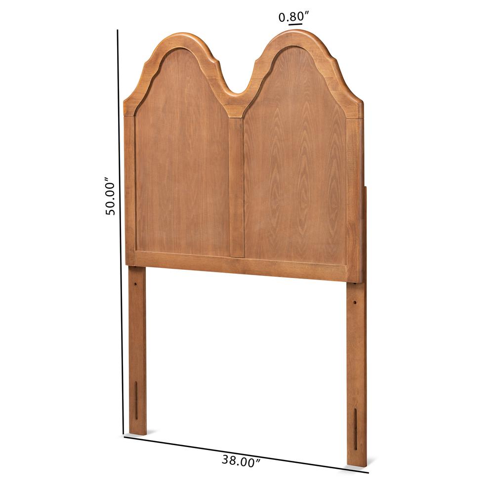 Traditional Ash Walnut Finished Wood Twin Size Arched Headboard. Picture 11