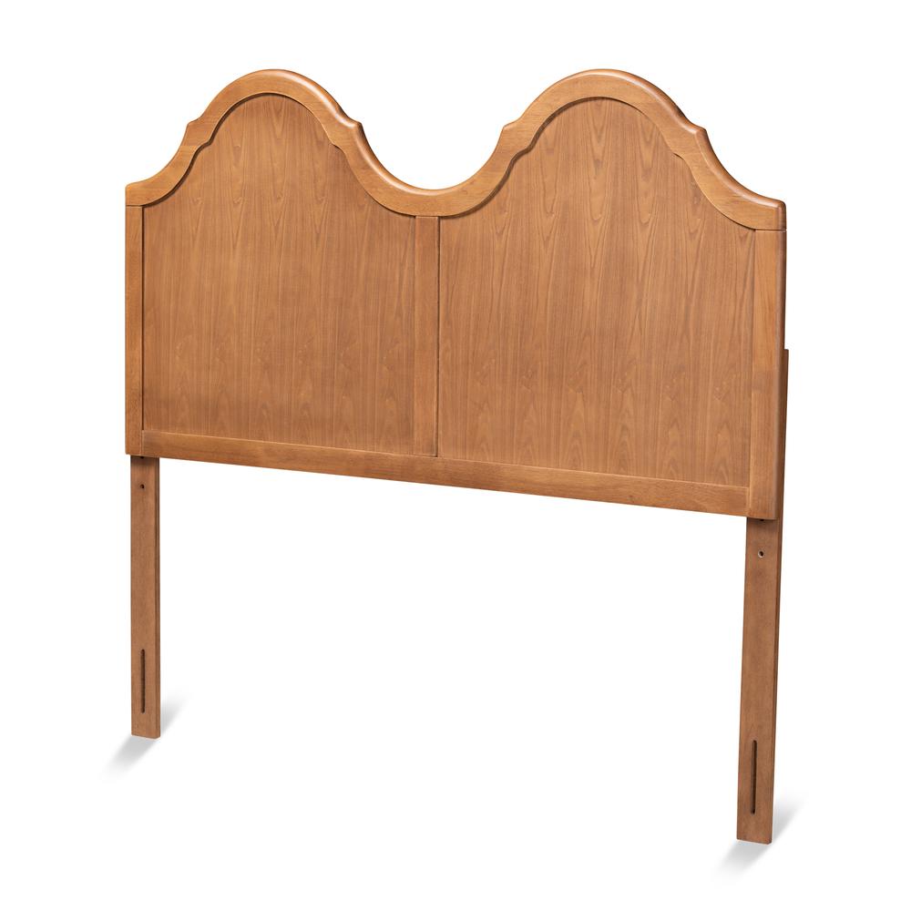 Traditional Ash Walnut Finished Wood Full Size Arched Headboard. Picture 9