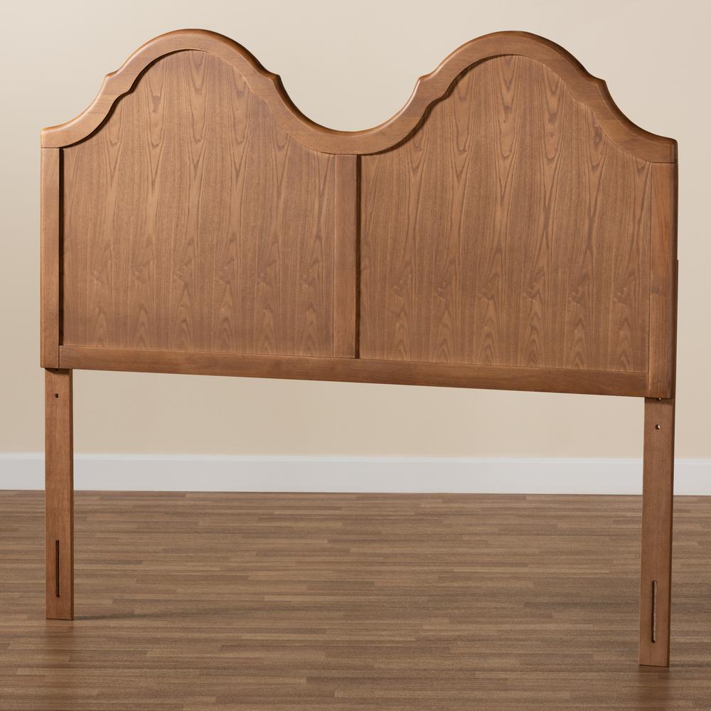 Traditional Ash Walnut Finished Wood Full Size Arched Headboard. Picture 12