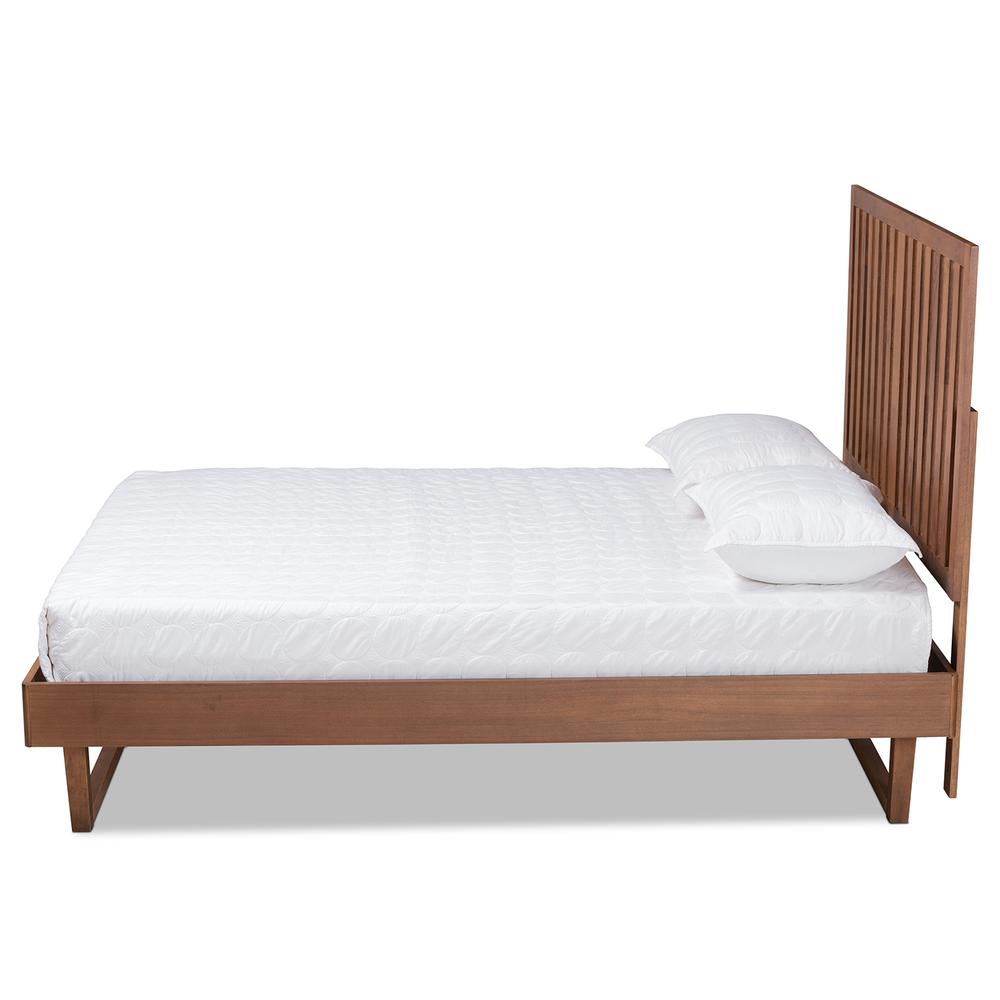 Marin Modern and Contemporary Walnut Brown Finished Wood Full Size Platform Bed. Picture 13