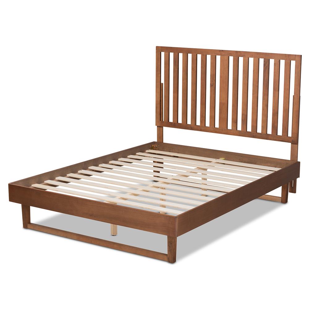 Marin Modern and Contemporary Walnut Brown Finished Wood Full Size Platform Bed. Picture 14