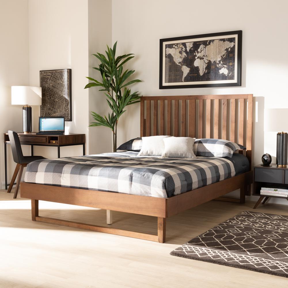 Marin Modern and Contemporary Walnut Brown Finished Wood Full Size Platform Bed. Picture 17