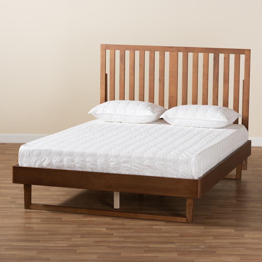 Marin Modern and Contemporary Walnut Brown Finished Wood Full Size Platform Bed. Picture 18