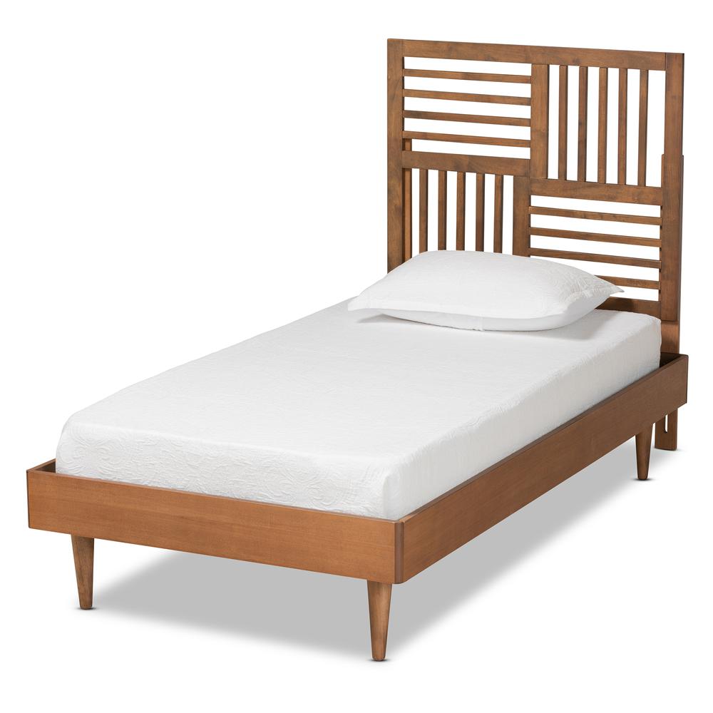 Romy Modern and Contemporary Walnut Brown Finished Wood Twin Size Platform Bed. Picture 10