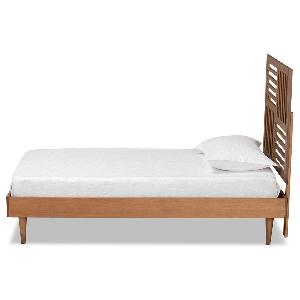Romy Modern and Contemporary Walnut Brown Finished Wood Twin Size Platform Bed. Picture 11