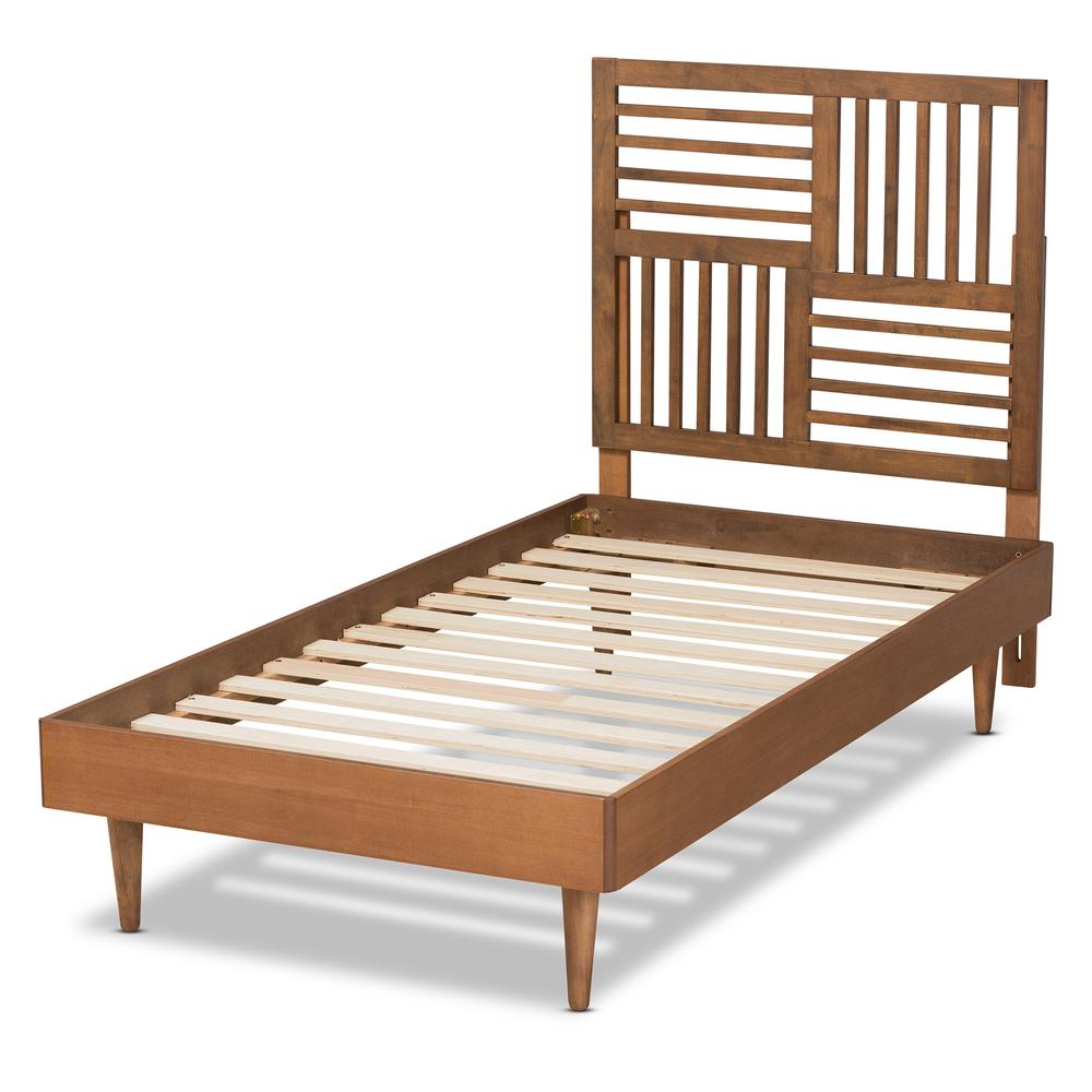Romy Modern and Contemporary Walnut Brown Finished Wood Twin Size Platform Bed. Picture 12