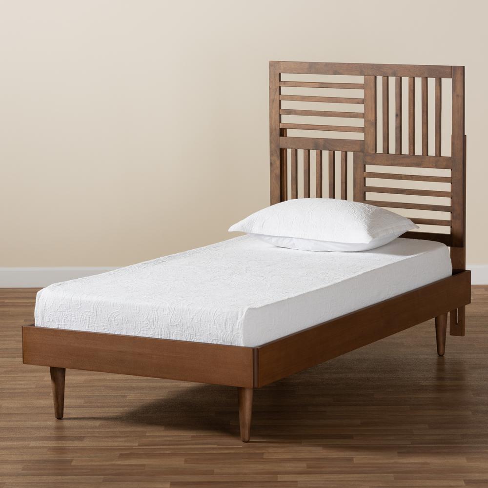 Romy Modern and Contemporary Walnut Brown Finished Wood Twin Size Platform Bed. Picture 16