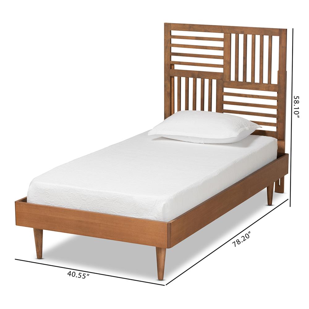 Romy Modern and Contemporary Walnut Brown Finished Wood Twin Size Platform Bed. Picture 17