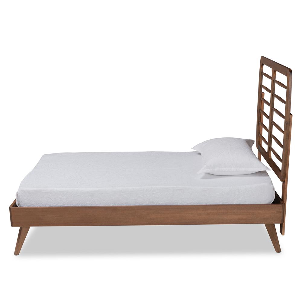 Baxton Studio Yana Mid-Century Modern Walnut Brown Finished Wood Twin Size Platform Bed. Picture 6