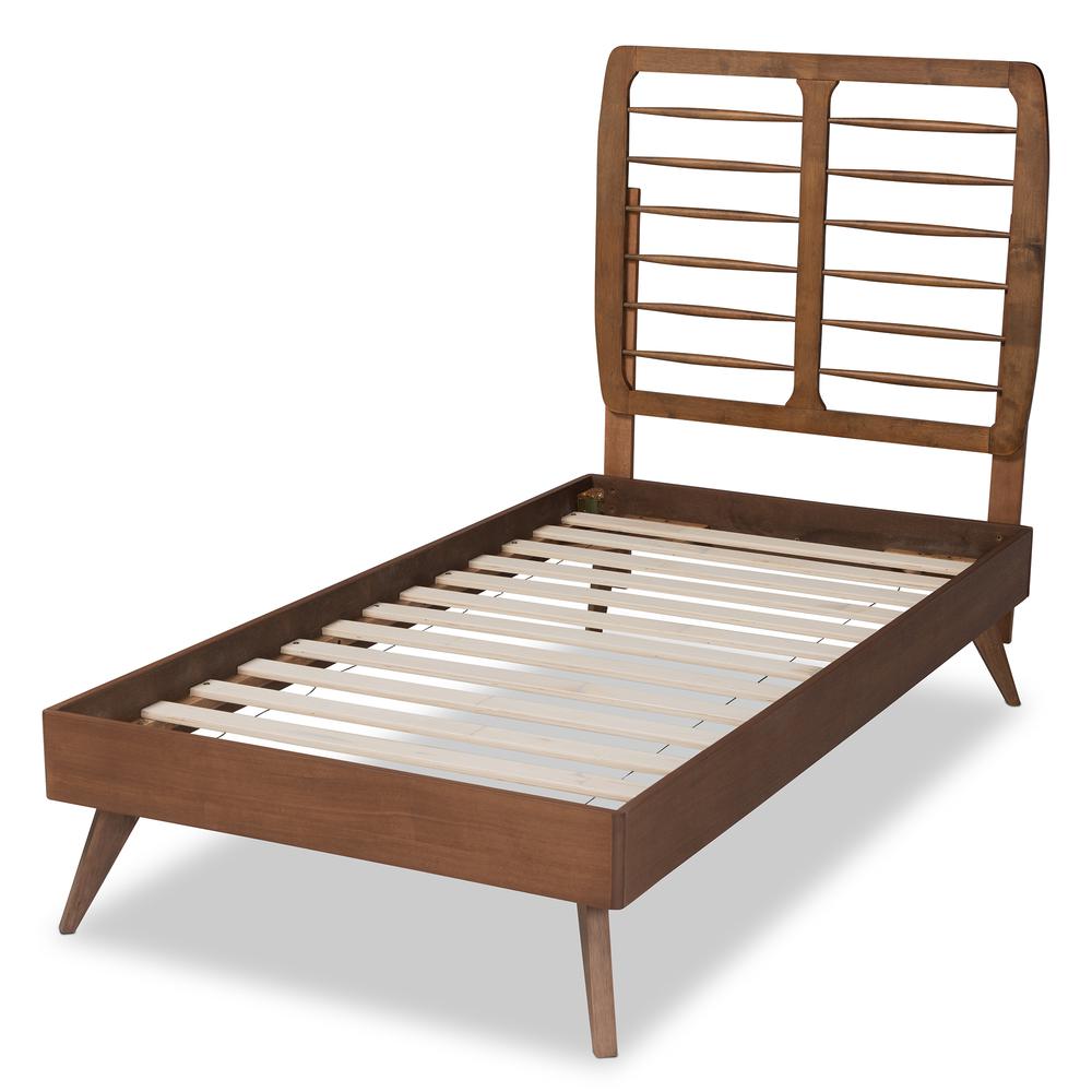 Baxton Studio Yana Mid-Century Modern Walnut Brown Finished Wood Twin Size Platform Bed. Picture 7