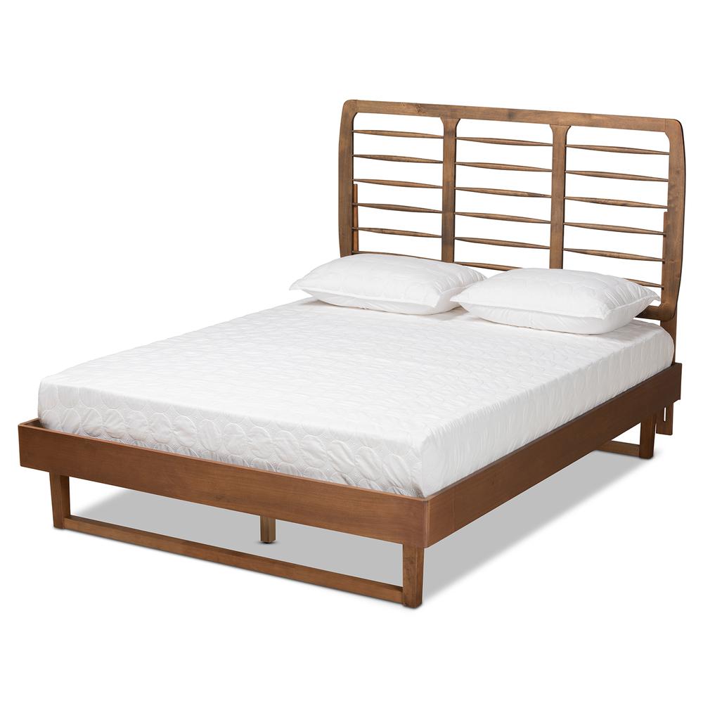 Lucie Modern and Contemporary Walnut Brown Finished Wood Full Size Platform Bed. Picture 11