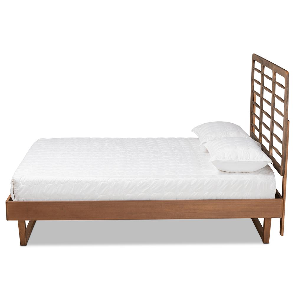 Lucie Modern and Contemporary Walnut Brown Finished Wood Full Size Platform Bed. Picture 12