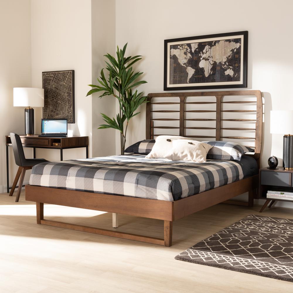 Lucie Modern and Contemporary Walnut Brown Finished Wood Full Size Platform Bed. Picture 16