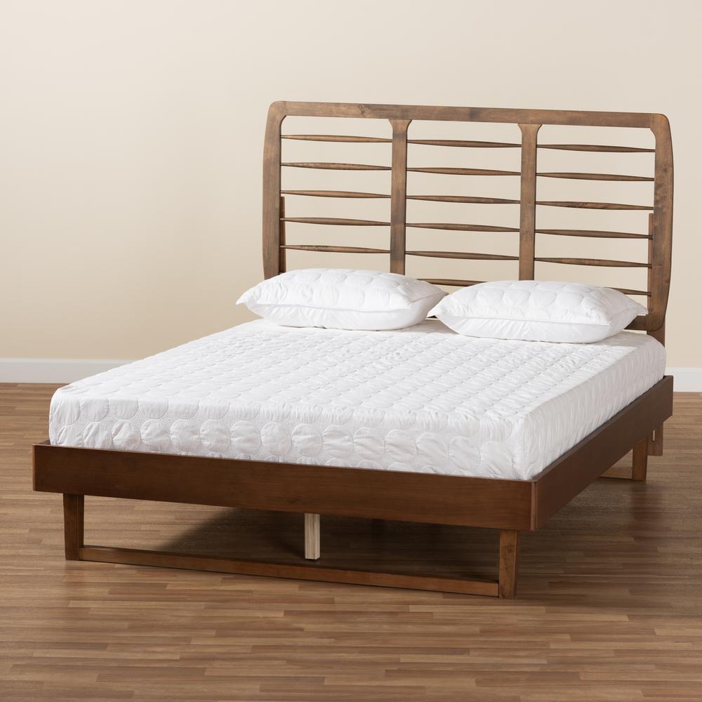 Lucie Modern and Contemporary Walnut Brown Finished Wood Full Size Platform Bed. Picture 17
