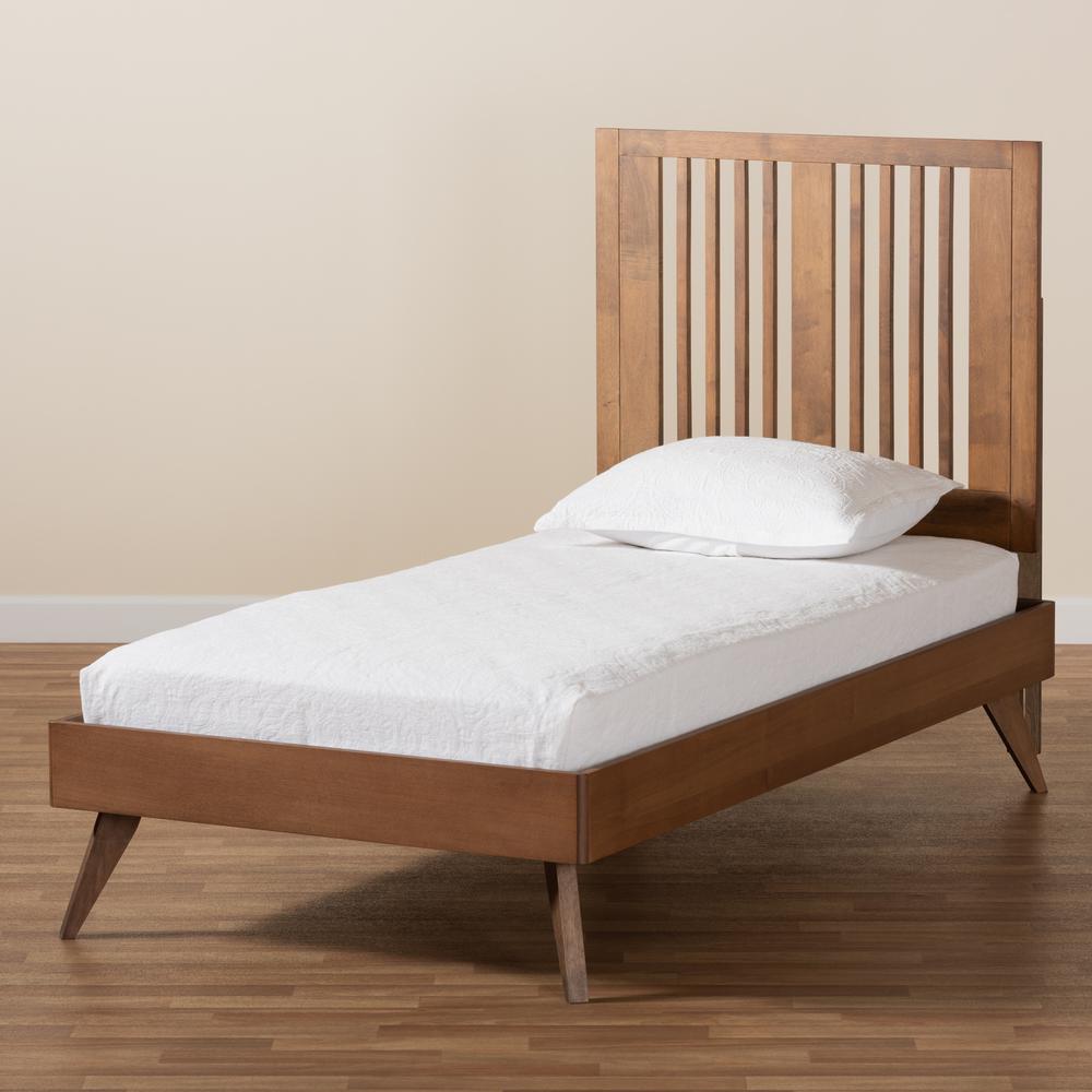 Transitional Ash Walnut Finished Wood Twin Size Platform Bed. Picture 16