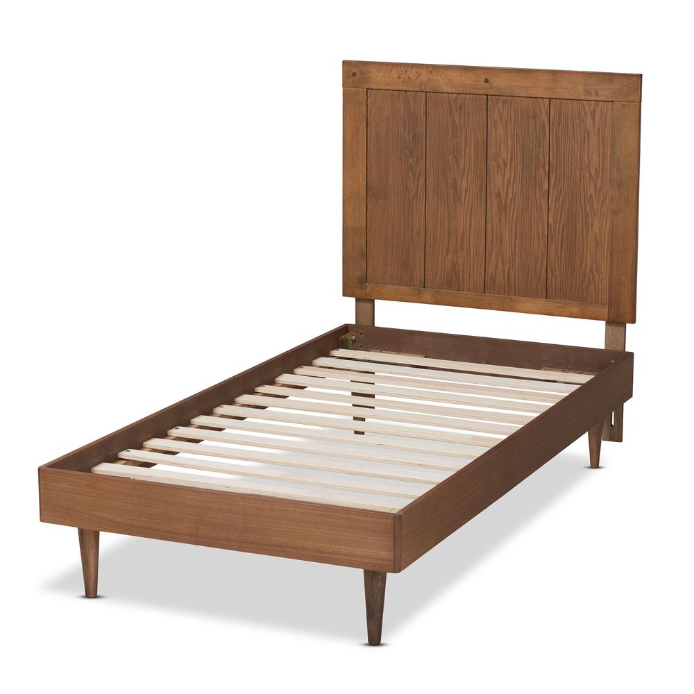 Transitional Ash Walnut Finished Wood Twin Size Platform Bed. Picture 12