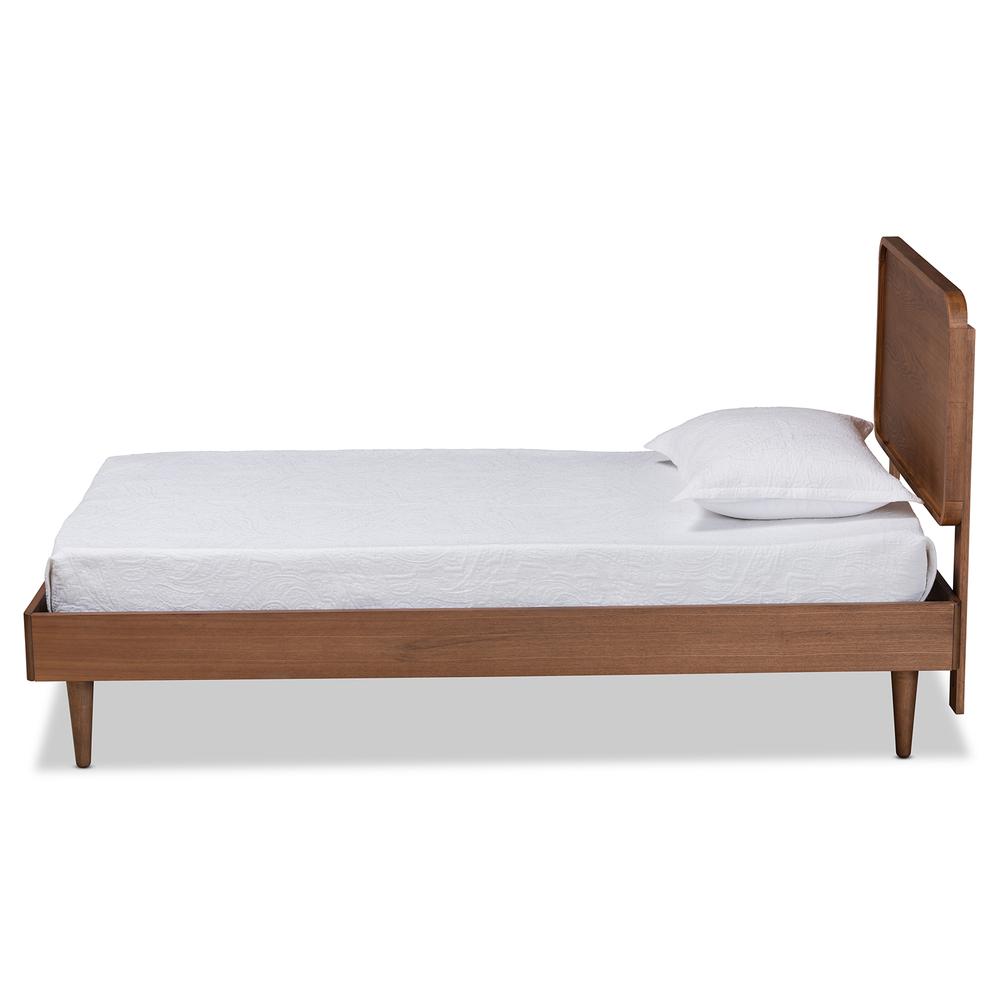Transitional Walnut Brown Finished Wood Twin Size Platform Bed. Picture 11