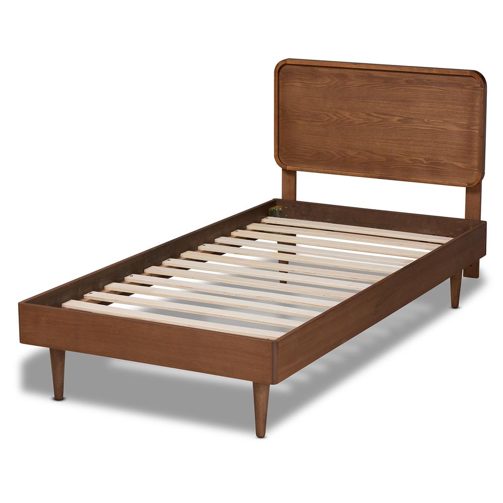 Transitional Walnut Brown Finished Wood Twin Size Platform Bed. Picture 12